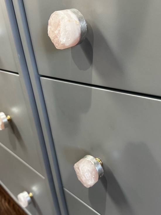 Other - SET OF 18- Rose Quartz Drawer Knobs - Pink Gem Crystal Geode Hardware bundle